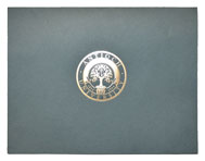 linen textured paper diploma folder with gold imprinting
